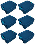Sterilite 12 Gallon Latch and Carry Storage Tote, True Blue (6 Pack) | 14447406
