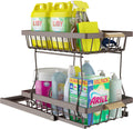 WERSEON Under the sink Rack 2 Layer Bathroom Kitchen Pull-Out Metal Shelf Organizer Black