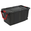 Sterilite 40 Gallon Wheeled Plastic Storage Tote, Black