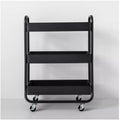 Wide Metal Cart with Wheels Black