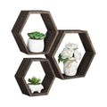 Hexagonal Floating Shelves Wall Mounted, Set of 5 Wood Farmhouse Storage Honeycomb Wall Shelf for Bathroom